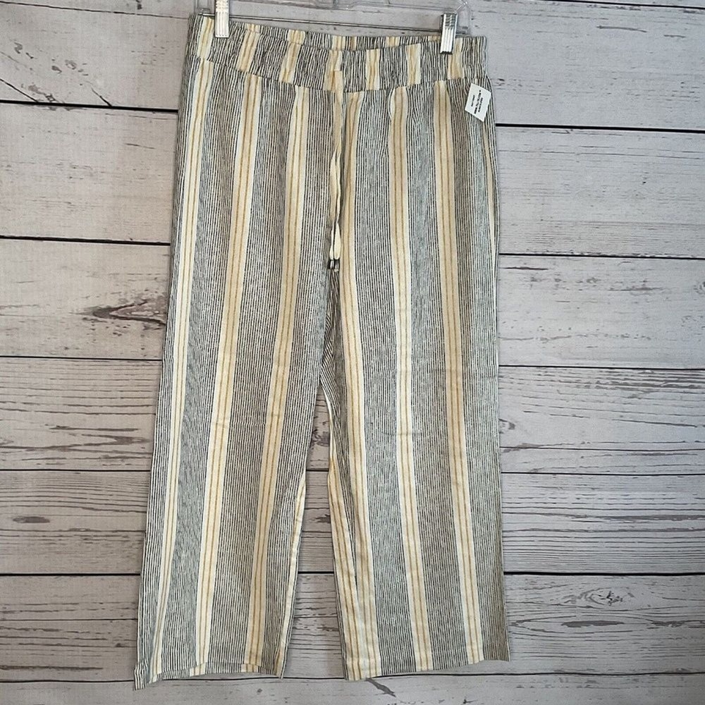NWT Sky & Sparrow‎ Striped Boho Wide Leg Crop High Rise Pants Women XL Vietnam